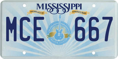 MS license plate MCE667