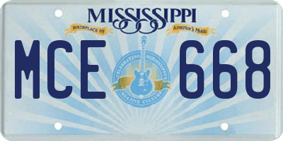 MS license plate MCE668