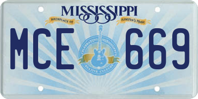 MS license plate MCE669