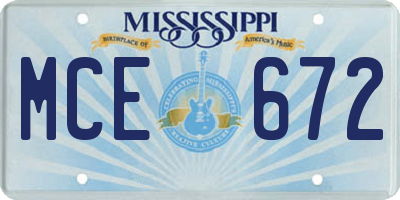 MS license plate MCE672