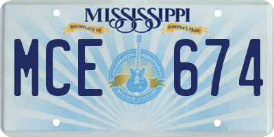 MS license plate MCE674