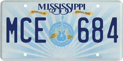 MS license plate MCE684