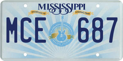 MS license plate MCE687