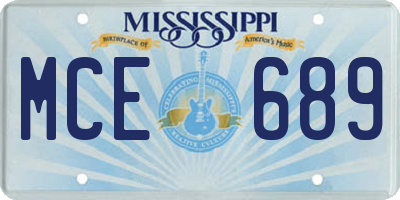 MS license plate MCE689