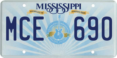 MS license plate MCE690