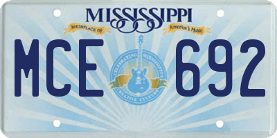 MS license plate MCE692