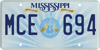 MS license plate MCE694