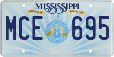 MS license plate MCE695