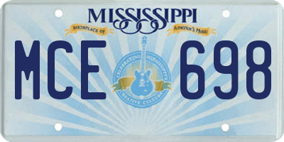 MS license plate MCE698