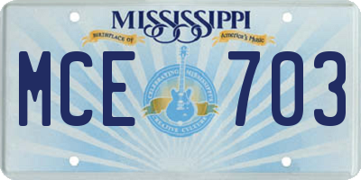MS license plate MCE703