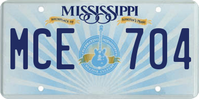 MS license plate MCE704