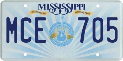 MS license plate MCE705