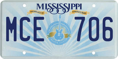 MS license plate MCE706