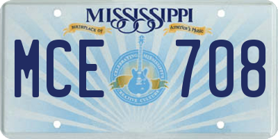 MS license plate MCE708