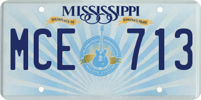 MS license plate MCE713