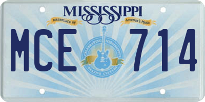 MS license plate MCE714