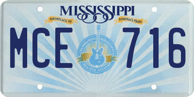 MS license plate MCE716
