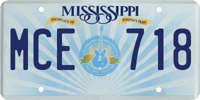 MS license plate MCE718