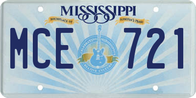MS license plate MCE721