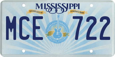 MS license plate MCE722