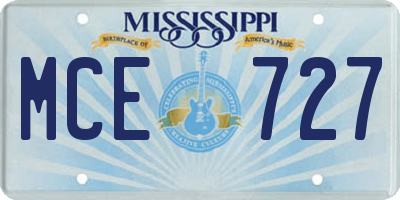 MS license plate MCE727
