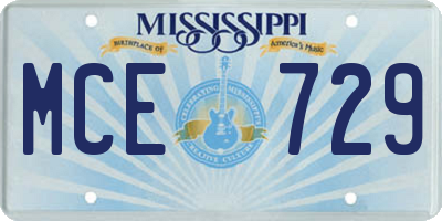 MS license plate MCE729