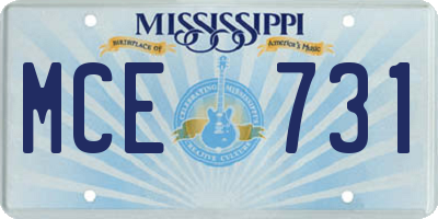 MS license plate MCE731