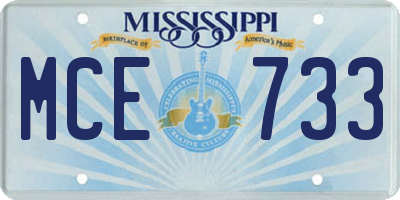 MS license plate MCE733