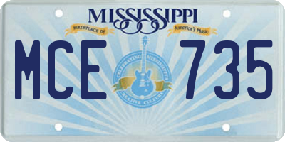 MS license plate MCE735