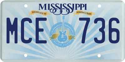 MS license plate MCE736