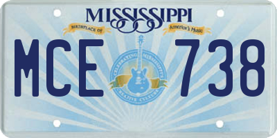 MS license plate MCE738