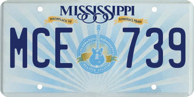 MS license plate MCE739