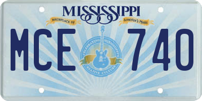 MS license plate MCE740