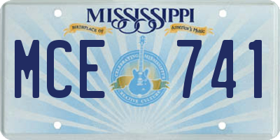 MS license plate MCE741