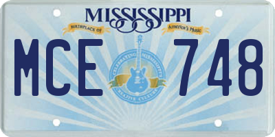 MS license plate MCE748