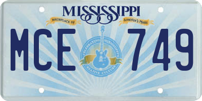 MS license plate MCE749