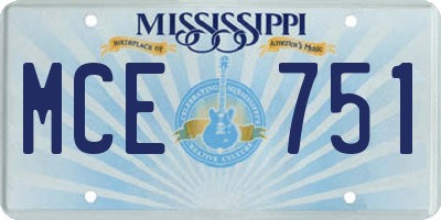 MS license plate MCE751