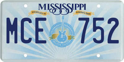 MS license plate MCE752