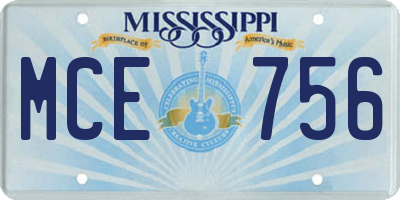 MS license plate MCE756