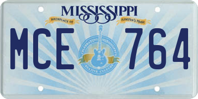 MS license plate MCE764