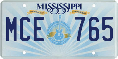 MS license plate MCE765
