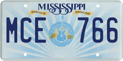 MS license plate MCE766