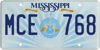 MS license plate MCE768