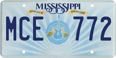 MS license plate MCE772