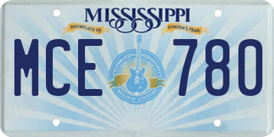 MS license plate MCE780