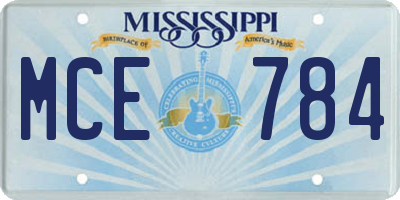 MS license plate MCE784