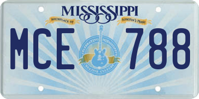 MS license plate MCE788