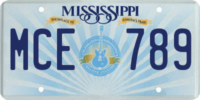MS license plate MCE789