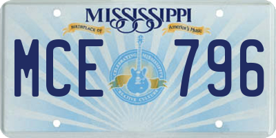 MS license plate MCE796