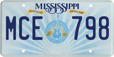 MS license plate MCE798